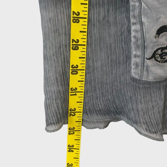 Soft Surrounding Fleur-De-Lis V-Neck Tunic Women's Large Gray 3/4 Sleeve Stretch - Picture 12 of 12